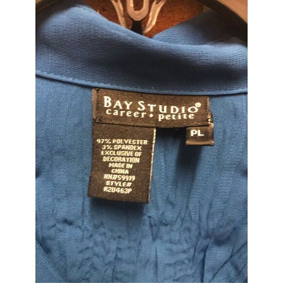 Bay Studio Career Petite Women’s Blue Long Sleeve Button Down too - Picture 6 of 6